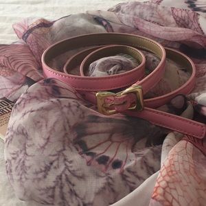 Talbots spring pink patent skinny belt